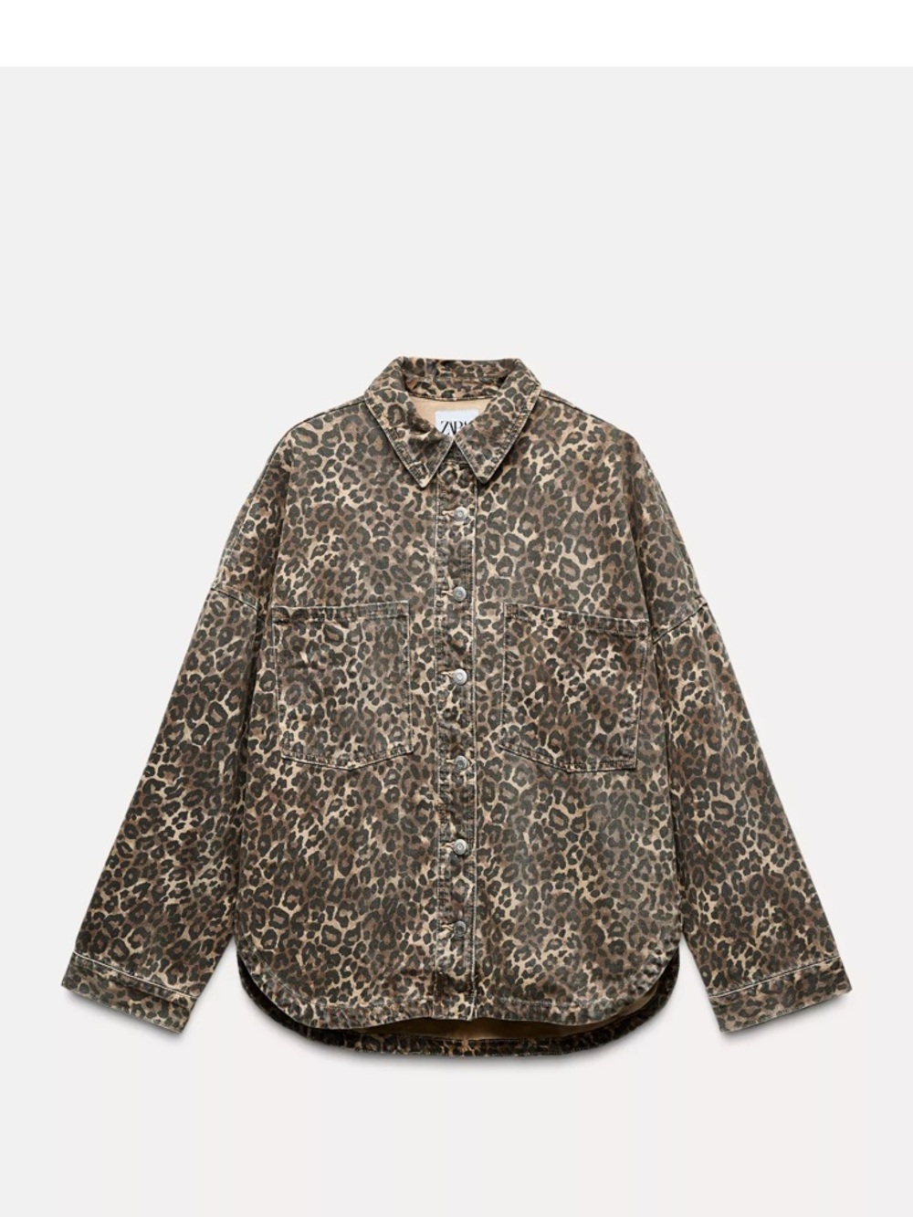 Zara Animal-Print Button Front Shacket - Brown & Black